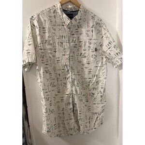 Jack O'Neill Collection White & Green MaritimePrint Men's Button-Up Shirt SZ 2XL